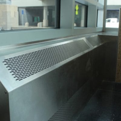 radiator covers, covers, perforated metal, airport