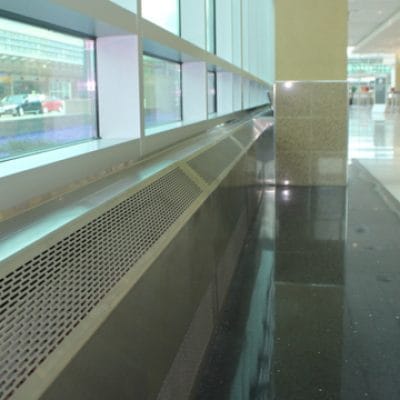 radiator covers, covers, perforated metal, airport