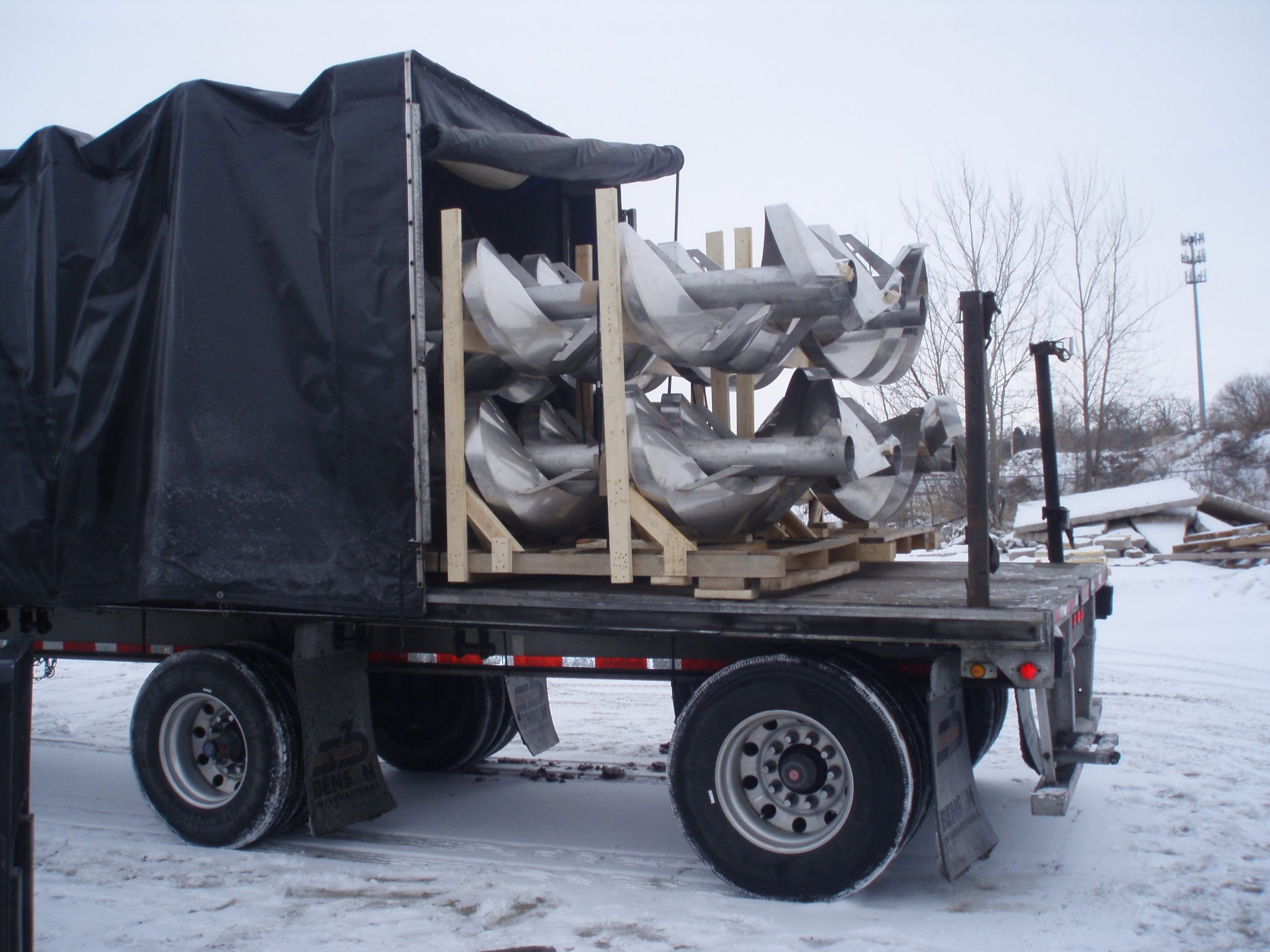 spiral chute manufacturer shipping finished gravity chutes