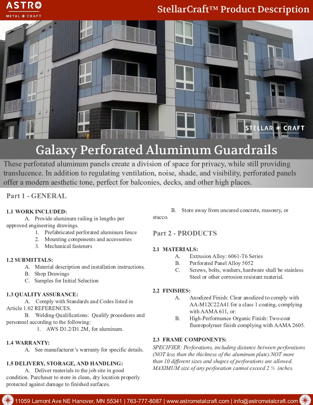 Astro Metal Craft – Stellar Craft Galaxy Perforated Aluminum Guardrails  Line Card