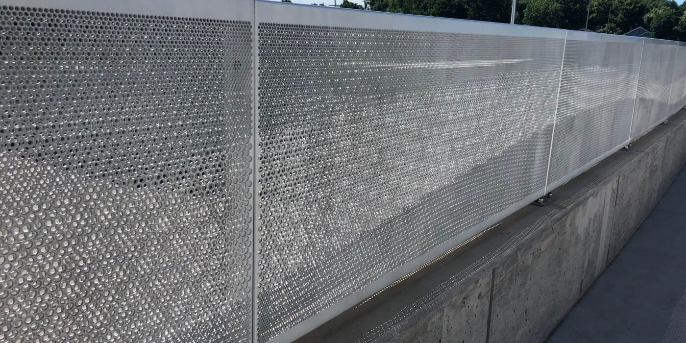Perforated Aluminum Mill Finish fence at Allianz Field in St. Paul