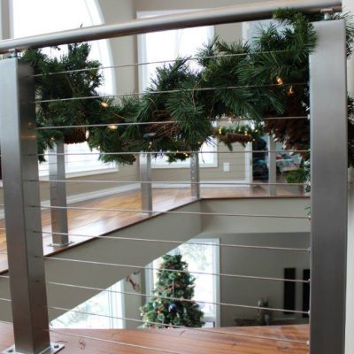 Stainless Steel Cable Railing in Residential Home with Christmas Decorations
