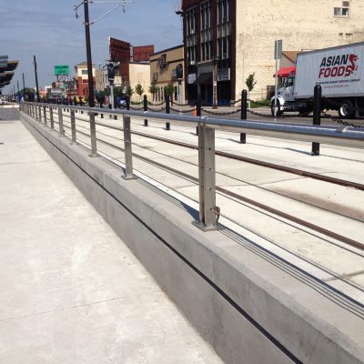 Stainless Steel Guard Railing with Skateboard Deterrents in Minneapolis MN