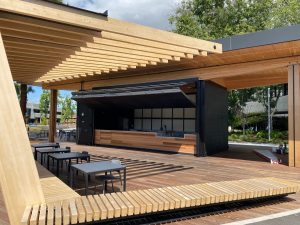 Perforated Screen on Outdoor Bar