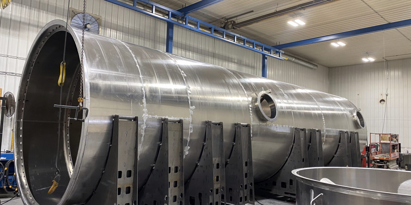40 foot water treatment tank in shop