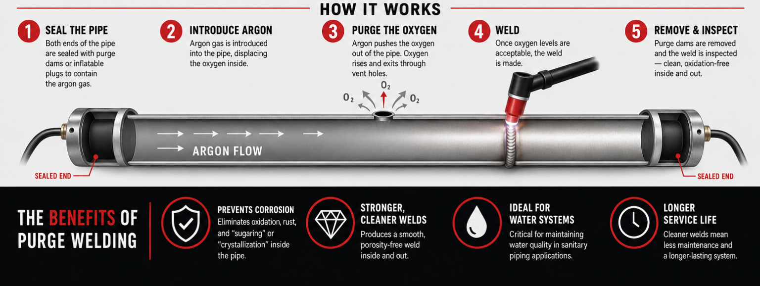 info graphic of purge welding process explained